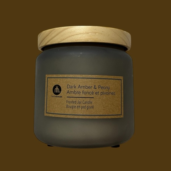 Hometrends Dark Amber & Peony Frosted Jar Candle - Picture 1 of 3
